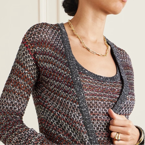 Missoni Multicolor Sequin Embellished Knitted Open Cardigan Size XS NWT - Picture 3 of 13